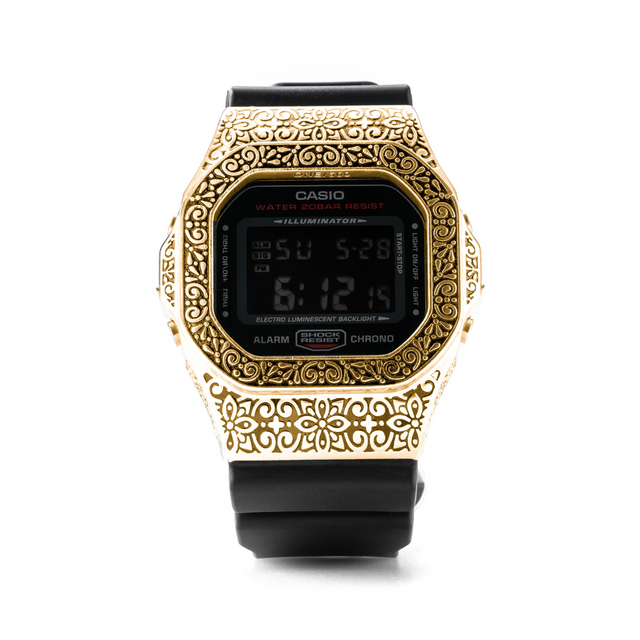 The Grand DW5600 Metal Flowersand Bezel - Antique Gold
